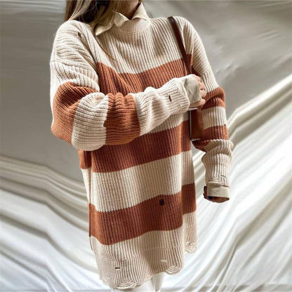 Women Plus Sizes Knitting Long Sweaters