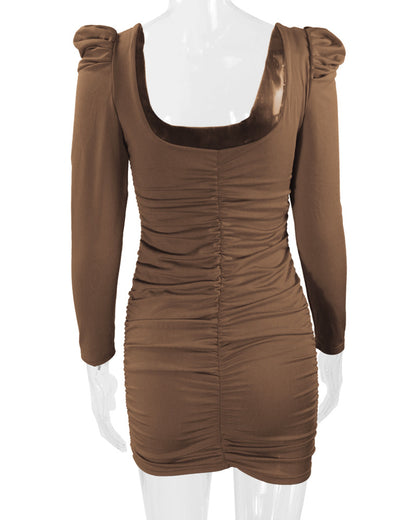 Sexy Square Neckline Long Sleeves Mini Sheath Dresses