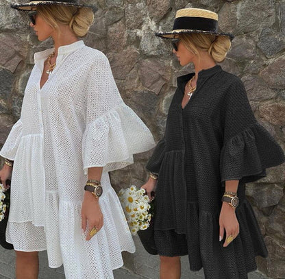 Fashion Turnover Collar Fall Women Dresses-STYLEGOING