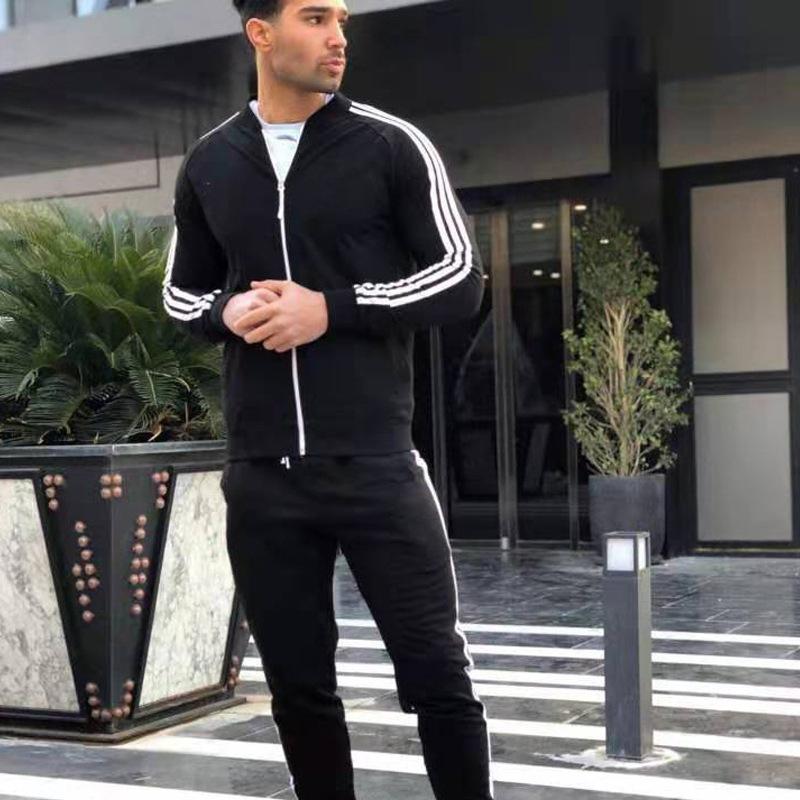 Fall Zipper Casual Men Cardigan Running Suits-STYLEGOING
