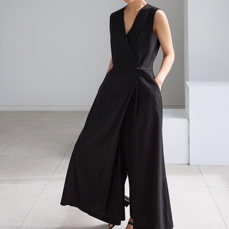 Women High Waist Casual Sleeveless Jumpsuits-STYLEGOING