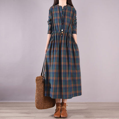 Vintage 80s Linen Drawstring Plus Sizes Long Dresses