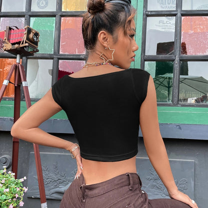 Sexy Square Neckline Short Mini Summer T Shirts