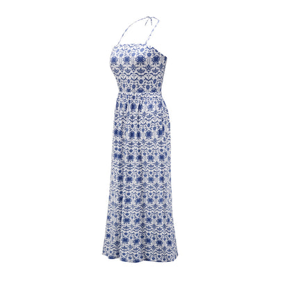 Vintage Blue Halter Summer Beach Dresses