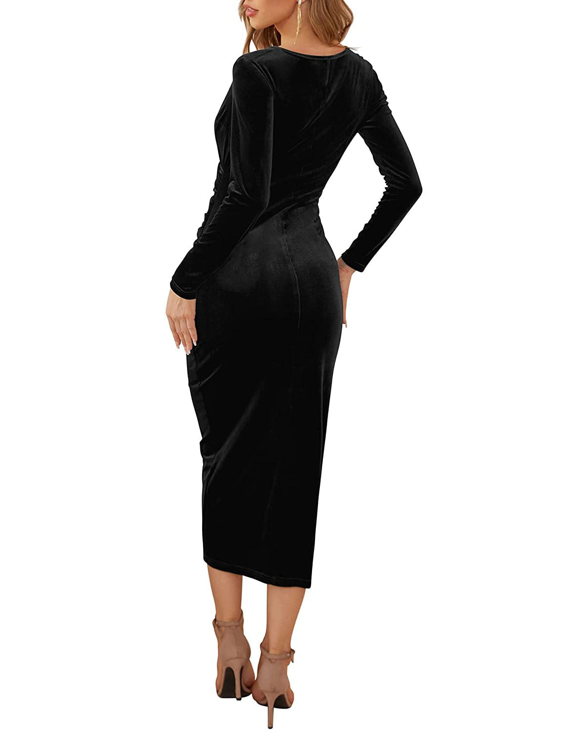 Vintage V Neck Irregular Long Sleeves Party Dresses