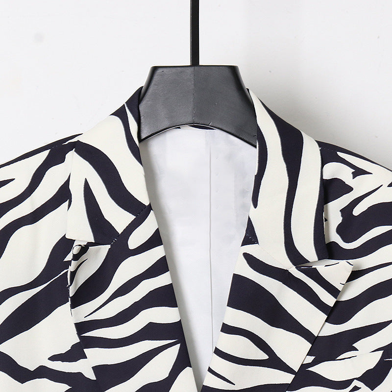 Women Zebra Print Office Lady Blazer Coats