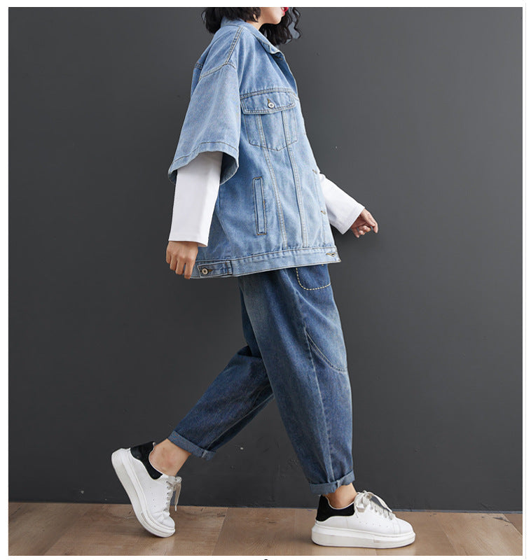 Casual Plus Sizes Fall Denim Vest for Women