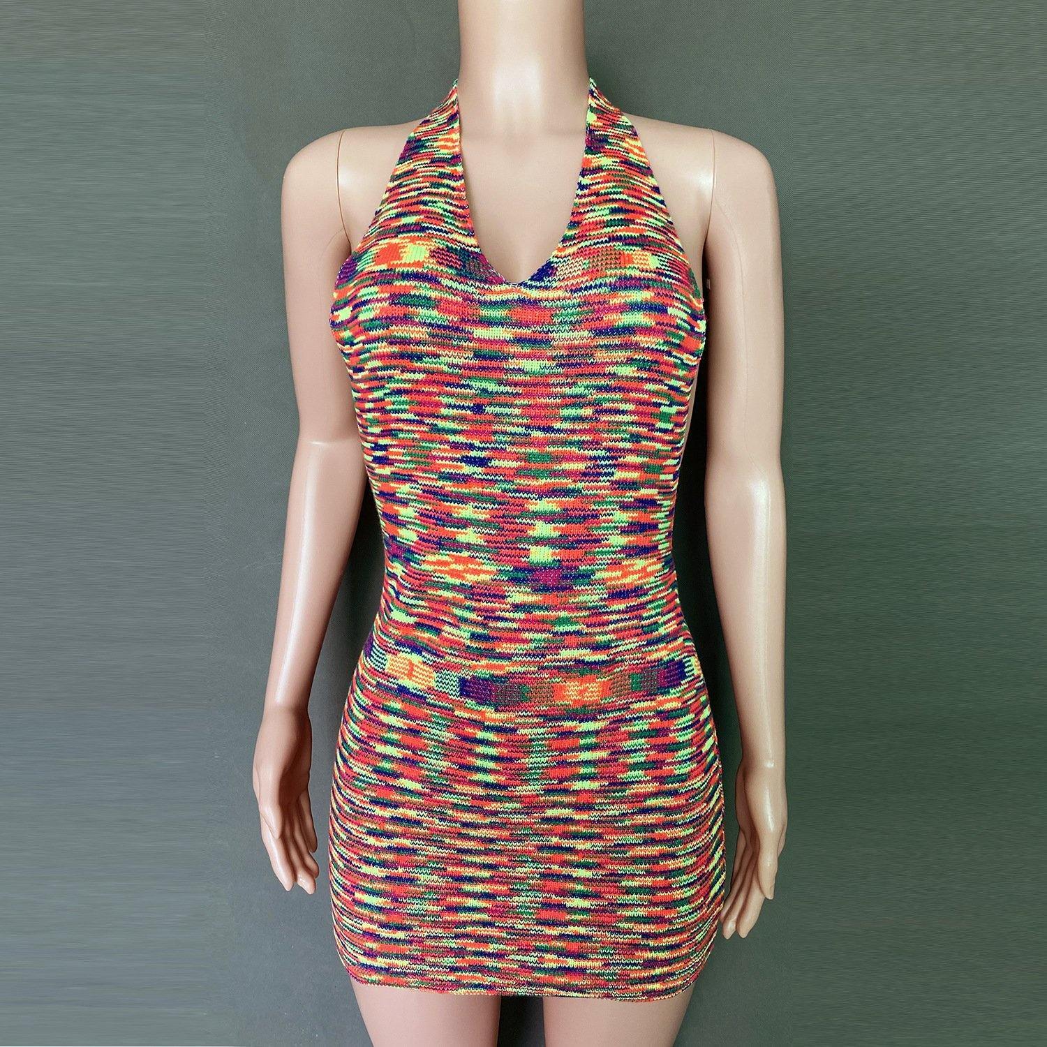 Summer Backless Sexy Knitting Dresses-STYLEGOING