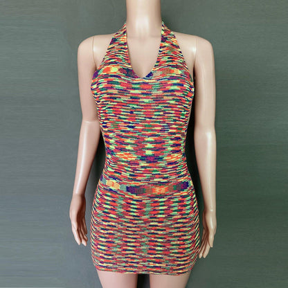 Summer Backless Sexy Knitting Dresses-STYLEGOING