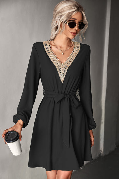 Fashion V Neck Long Sleeves Mini Dresses