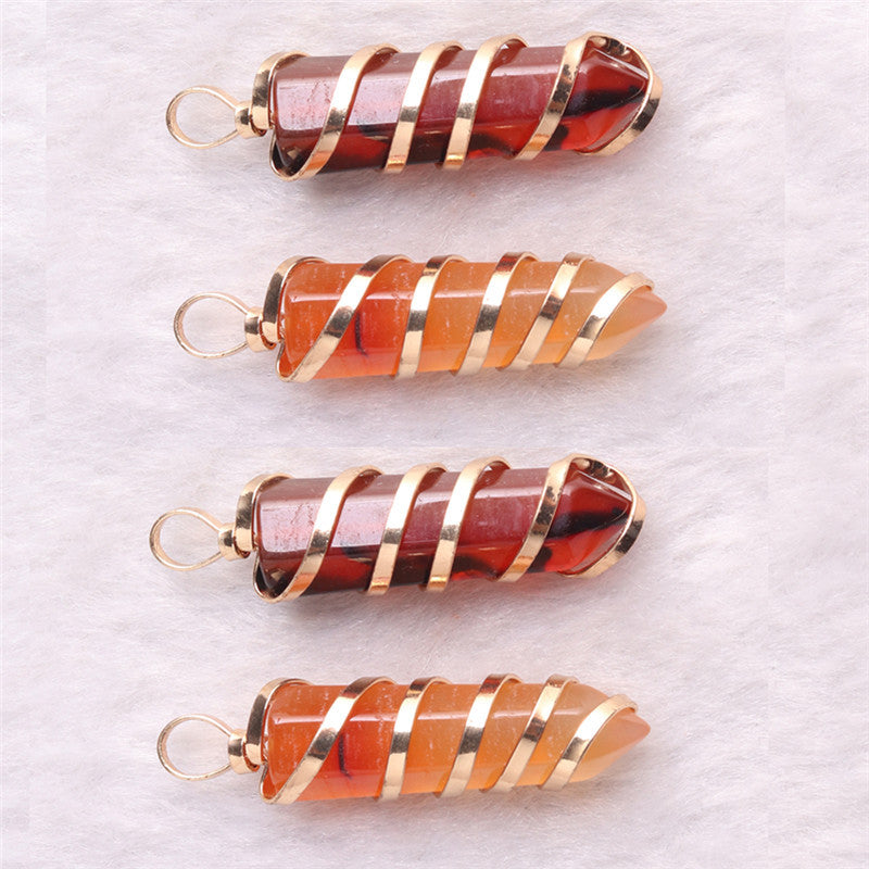 Handmade Carnelian Metal Wire Circled Pendant