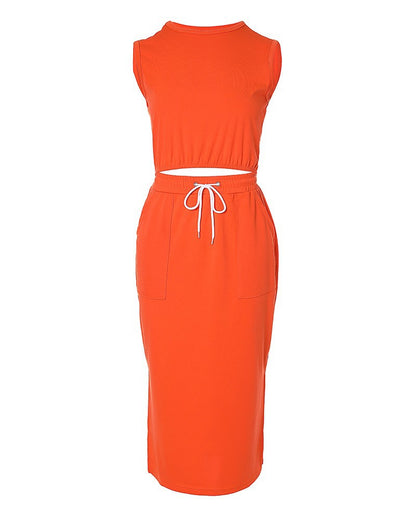 Casual Women Two Pieces Suits Tops and Skirts