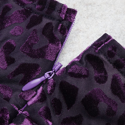 Vintage Leopard Purple Elastic Sexy Party Dresses