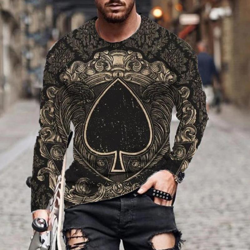 Casual Men Poke Design Long Sleeves T Shirts