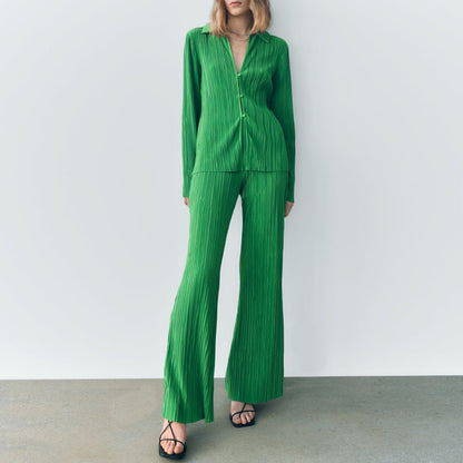 Casual Summer Long Sleeves Shirts and Pants Sleepwear