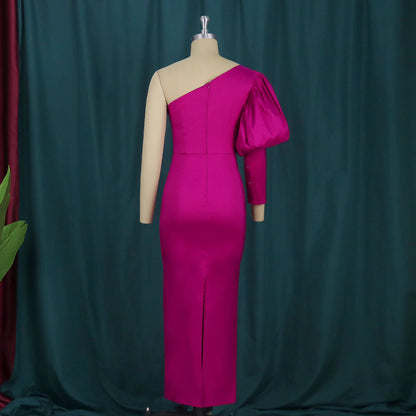 Sexy One Shoulder Rose Red Party Dresses