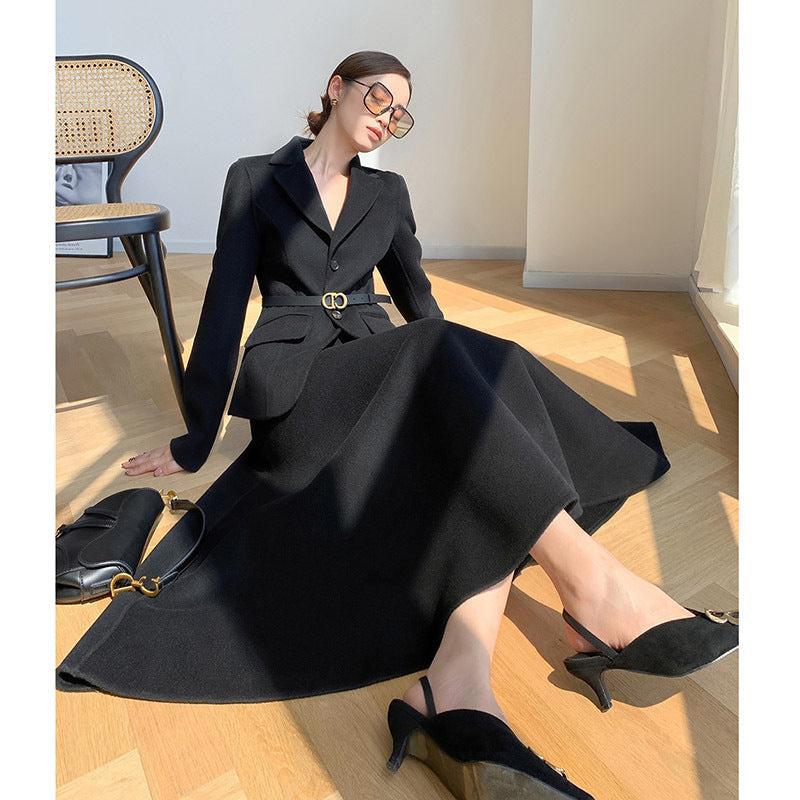 Luxury Woolen Blazer Top & Skirts Sets for Women