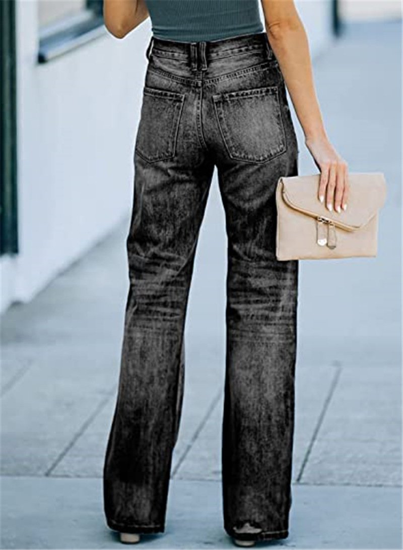 Women High Waist Broken Leisure Demin Pants-STYLEGOING