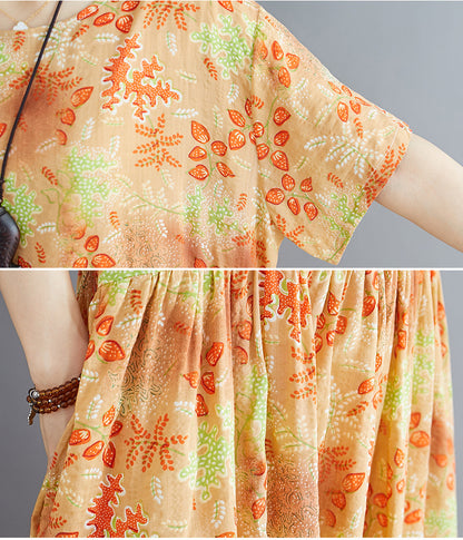 Summer Linen Plus Sizes Short Sleeves Cozy Dresses