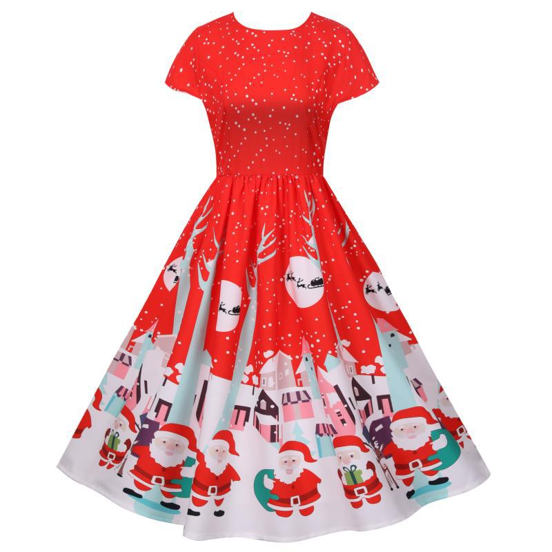 Vintage Short Sleeves Christmas Dresses