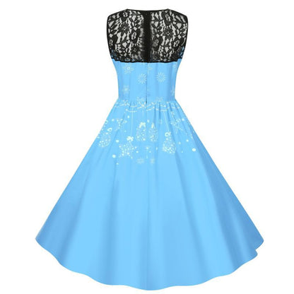 Merry Christmas Fashion Women Lace Sleeves Dresses