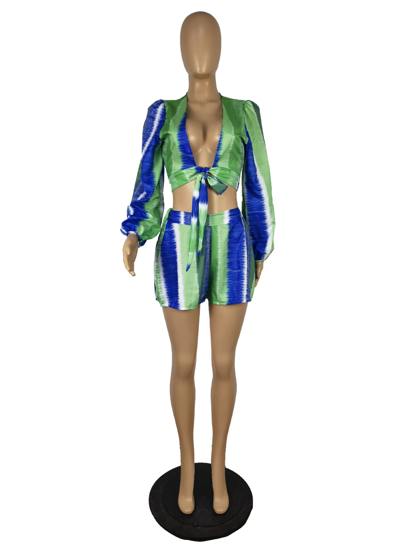 Casual Long Sleeves Two Pieces Short Suits