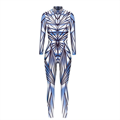 Halloween Skeleton Print Long Sleeves Slim Jumpsuits Cosplay