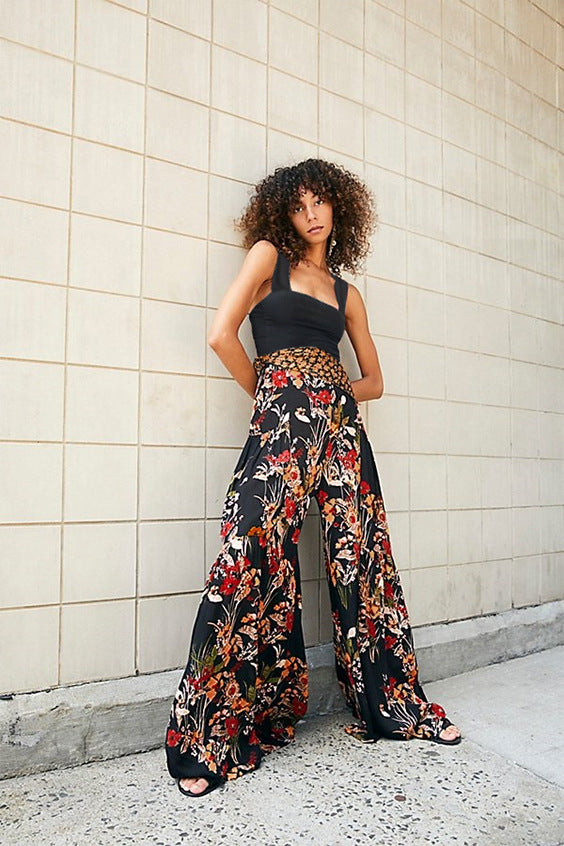 Casual Summer Floral Print Trumpet Pants for Women