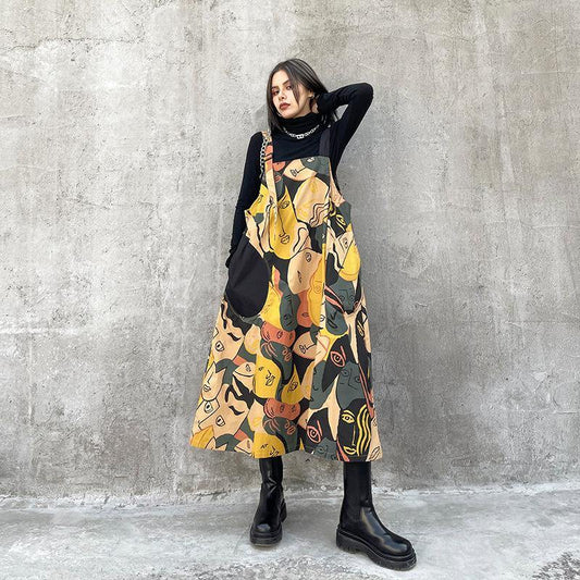 Retro Women Print Cozy Long Dresses-STYLEGOING