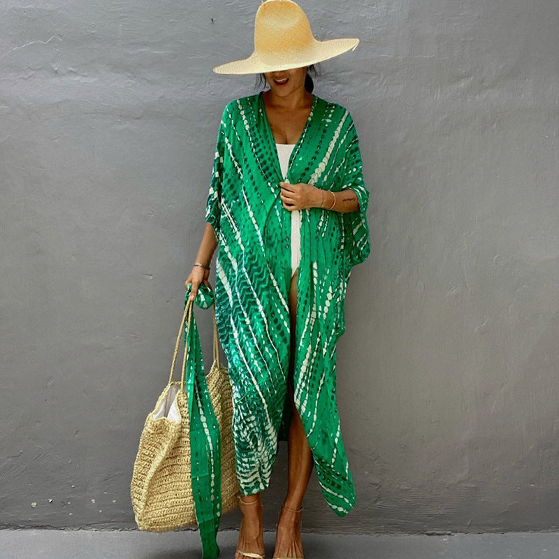 Summer Sun-proof Leaf Print Bikini Cover Ups
