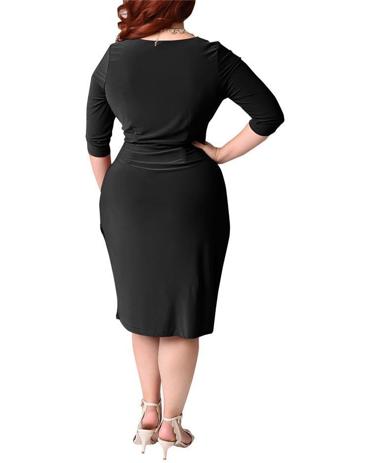 Plus Sizes Women Casual Half Sleeves Dresses-STYLEGOING