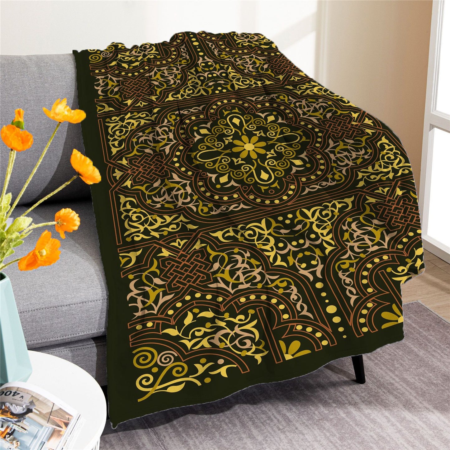 Vintage Boho Fleece Throw Blankets