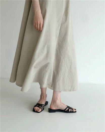 Vintage Cozy Sleeveless Vest Long Dresses with Pockets