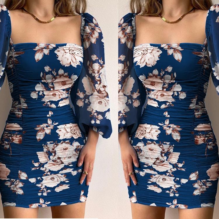 Women Square Neckline Tight Bodycon Short Dresses-STYLEGOING