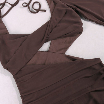 Sexy Tulle Sheath Brown Mini Dresses