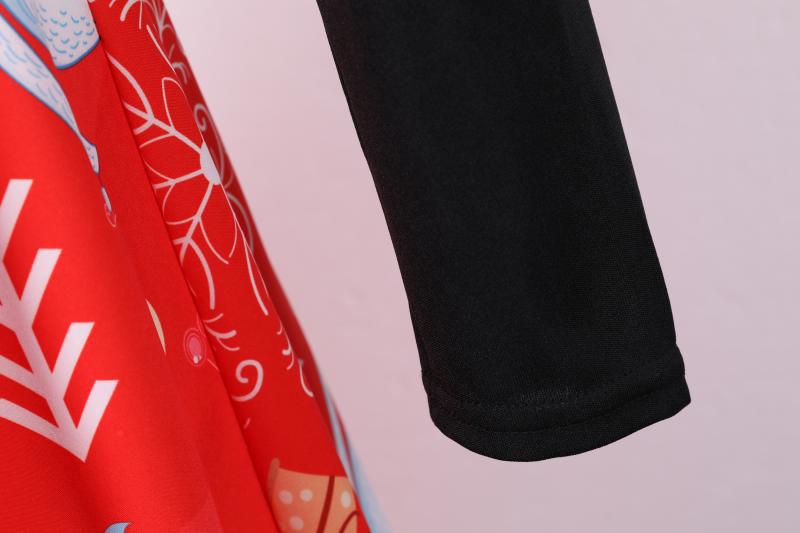 Red V Neck Long Sleeves Christmas Dresses