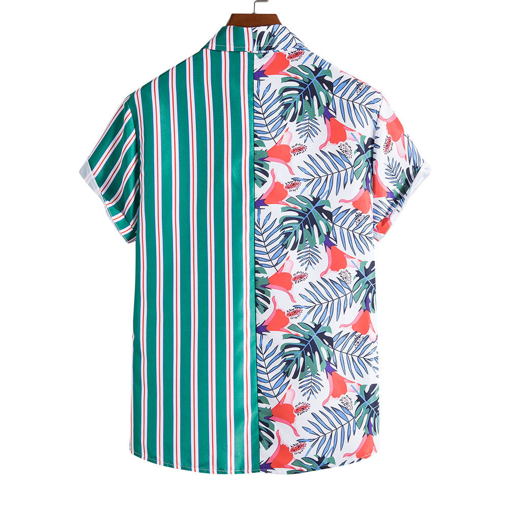 Striped Print Summer Green T Shirts for Men