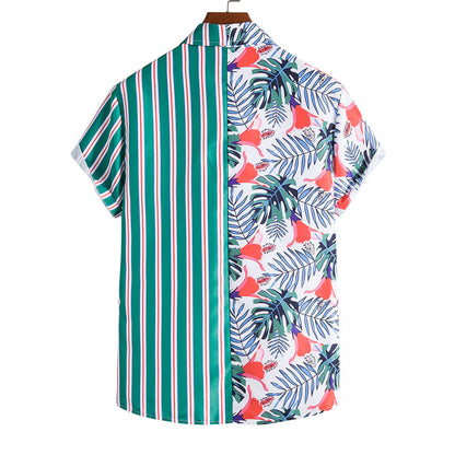 Striped Print Summer Green T Shirts for Men
