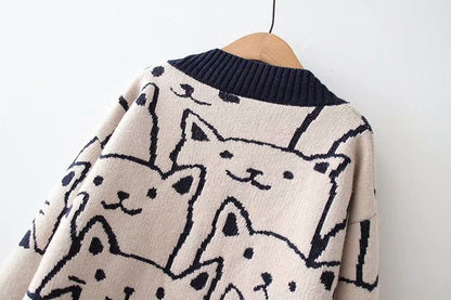 Casual Bear Design Knitted Cardigan Sweaters