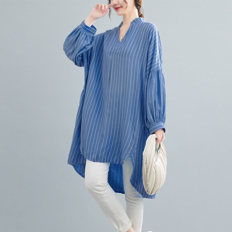 Designed Striped Long Shirts Dresses for Women
