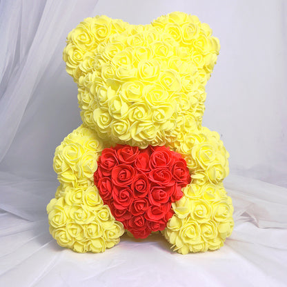Valentine's Gift Preserved Flowers Rose Bear 25cm