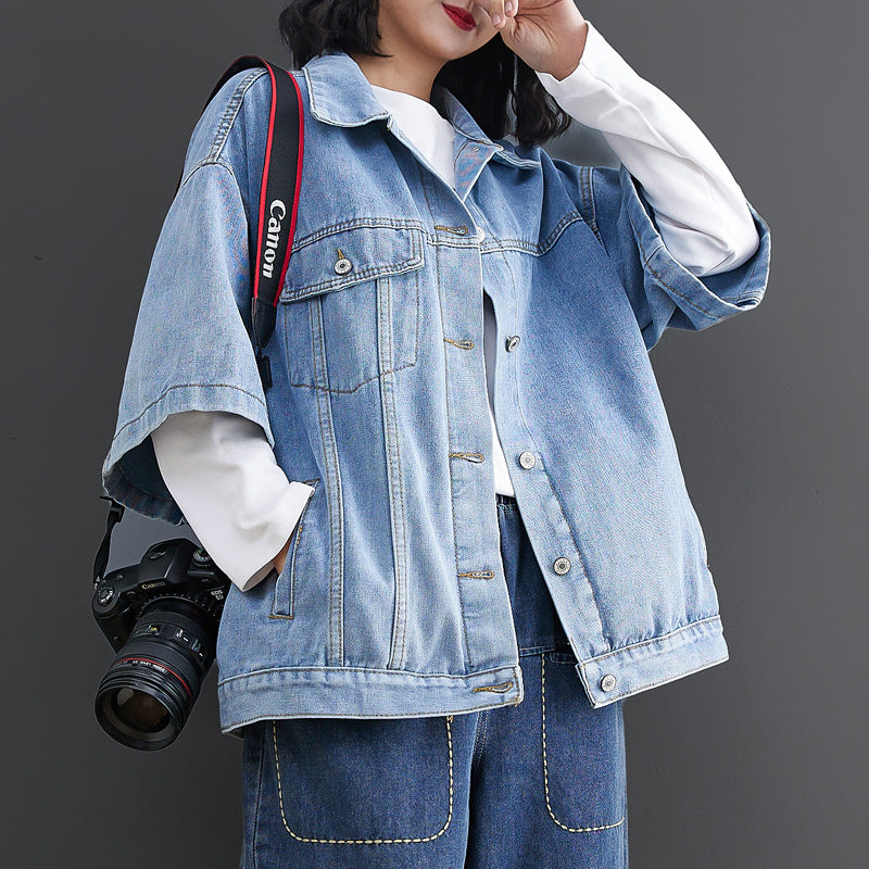 Casual Plus Sizes Fall Denim Vest for Women