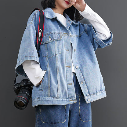 Casual Plus Sizes Fall Denim Vest for Women