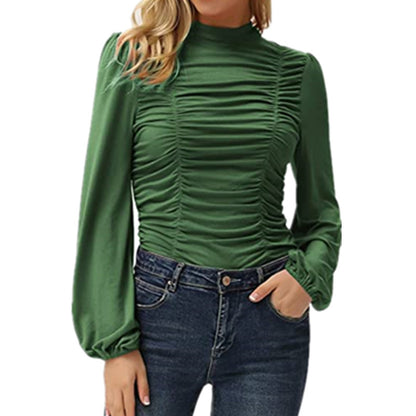 Spring High Neck Women Tight Long Sleeves T Shirts