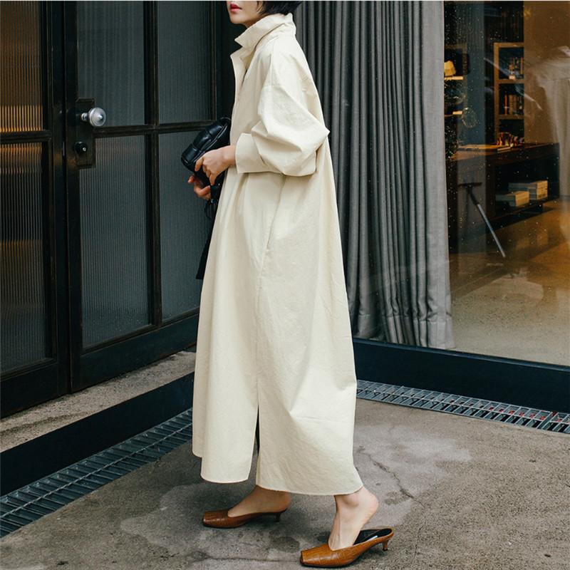 Class Bowknot Long Sleeves Maxi Shirt Dresses-STYLEGOING
