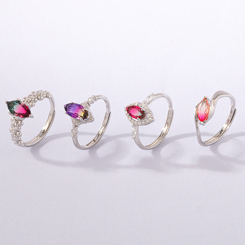 Fashion Colorful Sterling Silver Rings for Women