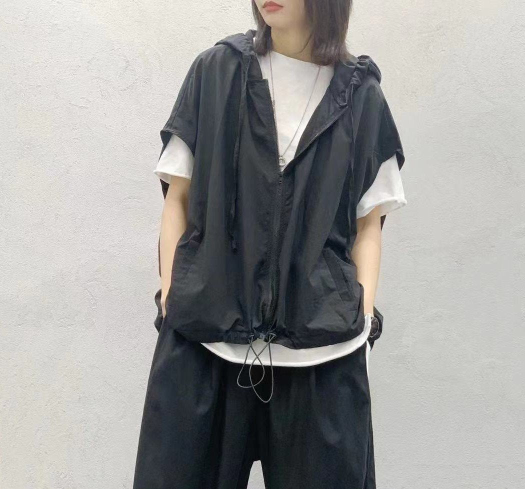 Women Linen Drawstring Leisure Fall Jacket-STYLEGOING