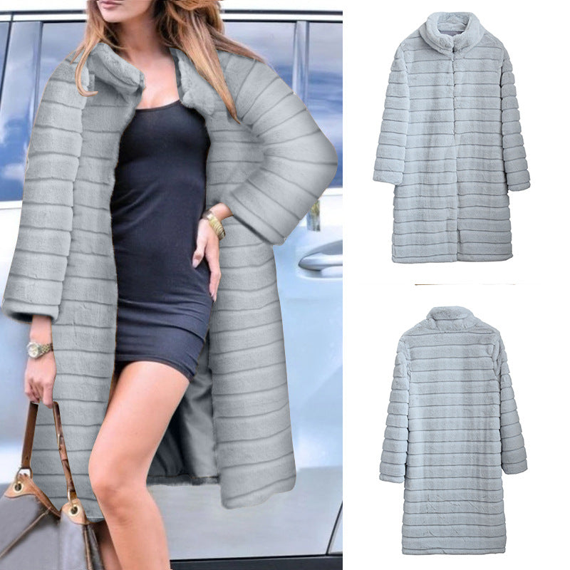 Fashion Artificial Fur Winter Long Overcoats for Women