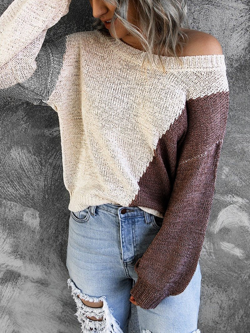 Women Knitting Irregular One Shoulder Sweaters-STYLEGOING