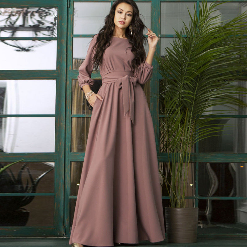 Elegant Summer Round Neck Long Party Dresses